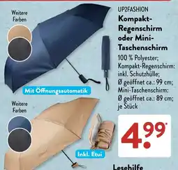 Aldi Süd UP2FASHION Kompakt-Regenschirm oder Mini-Taschenschirm Angebot