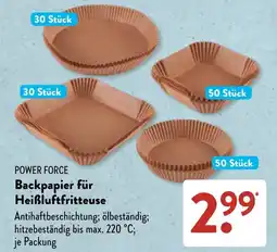 Aldi Süd POWER FORCE Backpapier für Heißluftfritteuse Angebot