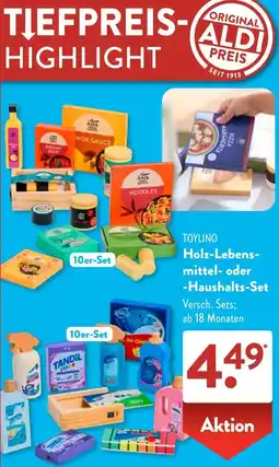 Aldi Süd TOYLINO Holz-Lebensmittel oder Haushalts-Set Angebot