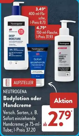 Aldi Süd Neutrogena Bodylotion oder Handcreme Angebot