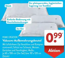 Aldi Süd HOME CREATION Vakuum-Aufbewahrungsbeutel Angebot