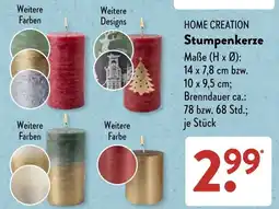 Aldi Süd HOME CREATION Stumpenkerze Angebot