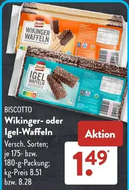 Aldi Süd BISCOTTO Wiking- oder Igel-Waffeln Angebot