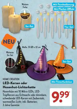 Aldi Süd HOME CREATION LED-Kerzen oder Hexenhut-Lichterkette Angebot