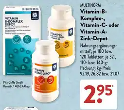 Aldi Süd MULTINORM Vitamin-B-Komplex-, Vitamin-C- oder Vitamin-A-Zink-Depot Angebot