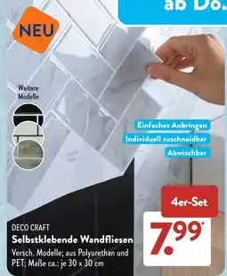 Aldi Süd DECO CRAFT Selbstklebende Wandfliesen Angebot