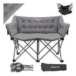Netto Marken-Discount 24MOVE Campingsofa Faltstuhl mit Seitentaschen Outdoor Klappstuhl, faltbar max. 300kg, grau Angebot