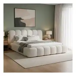 Netto Marken-Discount Juskys Polsterbett Catania - Bubble Design mit Bouclé & gepolstert - 180 x 200 cm - Creme Angebot