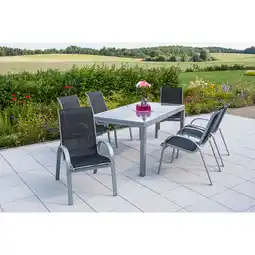 Netto Marken-Discount Merxx Tischgruppe Amalfi, 7-tlg. ca. 160/220 x 90 cm, schwarz Angebot