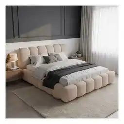 Netto Marken-Discount Juskys Polsterbett Catania - Bubble Design mit Bouclé & gepolstert - 180 x 200 cm - Beige Angebot