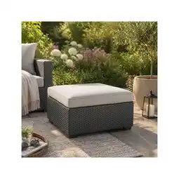 Netto Marken-Discount Allibert Salta Hocker mit Sand Kissen Stilvoller Gartenhocker in Rattanoptik Final Sale Angebot