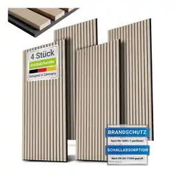 Netto Marken-Discount Juskys Wandpaneele Akustik 4er Set 2,88 qm - Holzoptik & reduziert Hall und Lärm - Eiche Natur Hell Angebot