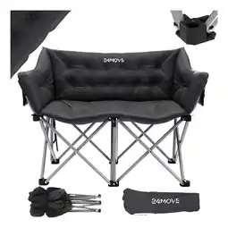 Netto Marken-Discount 24MOVE Campingsofa Faltstuhl mit Seitentasche Outdoor Klappstuhl, faltbar max. 300kg, schwarz Angebot