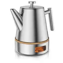 Netto Marken-Discount Arendo Teekanne, Edelstahl Isolierkanne mit Stövchen & Siebeinsatz, 1000ml, Metallgriff Angebot