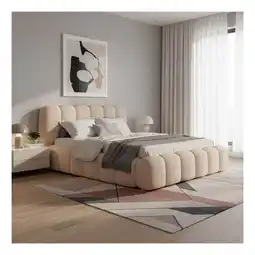 Netto Marken-Discount Juskys Polsterbett Catania - Bubble Design mit Bouclé & gepolstert - 140 x 200 cm - Beige Angebot