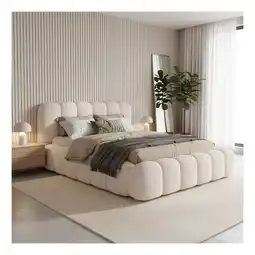 Netto Marken-Discount Juskys Polsterbett Catania - Bubble Design mit Bouclé & gepolstert - 140 x 200 cm - Creme Angebot