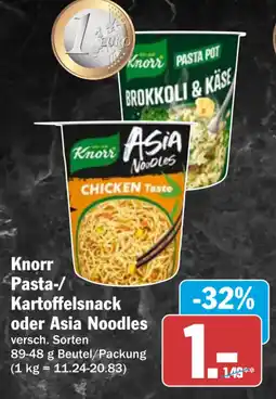 HIT Knorr Pasta-/Kartoffelsnack oder Asia Noodles Angebot