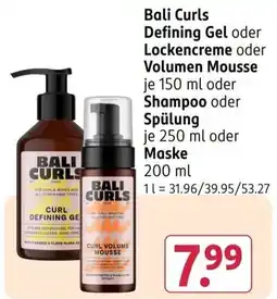 Rossmann Bali Curls Defining Gel oder Lockencreme oder Volumen Mousse Angebot
