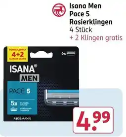 Rossmann Isana Men Pace 5 Rasierklingen Angebot