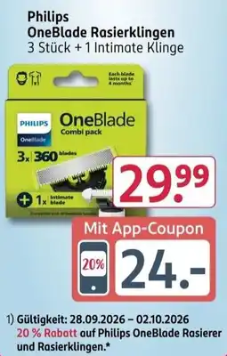 Rossmann Philips OneBlade Rasierklingen Angebot