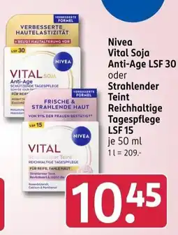 Rossmann Nivea Vital Soja Anti-Age LSF 30 oder Strahlender Teint Reichhaltige Tagespflege Angebot