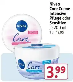 Rossmann Nivea Care Creme Intensive Pflege oder Sensitive Angebot