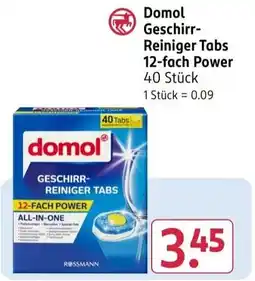 Rossmann Domol Geschirr-Reiniger Tabs 12-fach Power Angebot