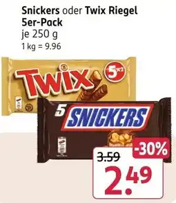 Rossmann Snickers oder Twix Riegel Angebot