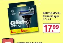 Rossmann Gillette Mach3 Rasierklingen Angebot