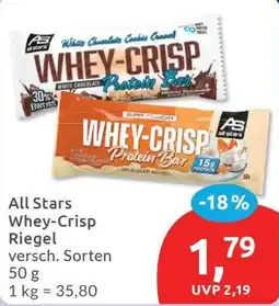 Budni All Stars Whey-Crisp Riegel Angebot