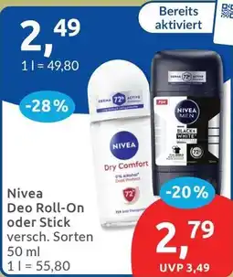 Budni Nivea Deo Roll-On oder Stick Angebot