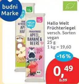 Budni Hallo Welt Früchteriegel Angebot