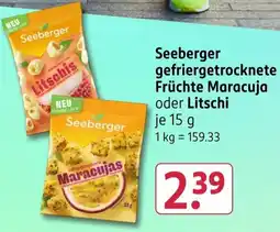 Rossmann Seeberger gefriergetrocknete Früchte Maracuja oder Litschi Angebot