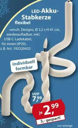 Sonderpreis Baumarkt LED-Akku Stabkerze flexibel Angebot