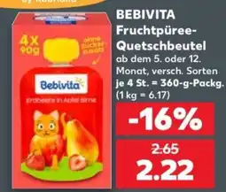 Kaufland Bebivita Fruchtpüree-Quetschbeutel Angebot