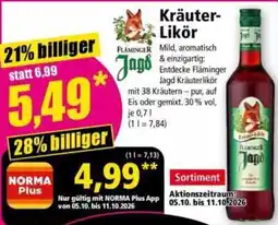 Norma Kräuter-Likör Flamingers Jagd Angebot