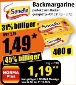 Norma Sanella Backmargarine Angebot