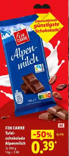 Lidl FIN CARRÉ Tafelschokolade Alpenmilch Angebot