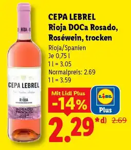 Lidl CEPA LEBREL Rioja DOCa Rosado, Roséwein, trocken Angebot
