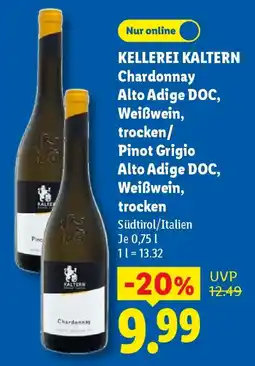 Lidl KELLEREI KALTERN Chardonnay Alto Adige DOC, Weißwein, trocken/ Pinot Grigio Alto Adige DOC, Weißwein, trocken Angebot