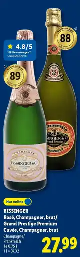 Lidl BISSINGER Rosé, Champagner, brut/ Grand Prestige Premium Cuvée, Champagner, brut Angebot