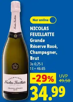 Lidl NICOLAS FEUILLATTE Grande Réserve Rosé, Champagner, Brut Angebot