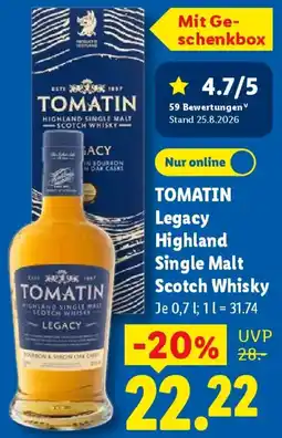 Lidl TOMATIN Legacy Highland Single Malt Scotch Whisky Angebot