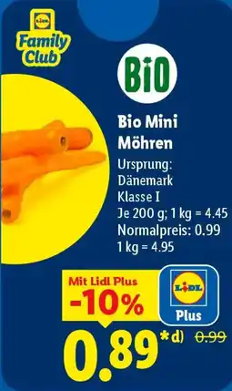 Lidl Family Club Bio Mini Möhren Angebot