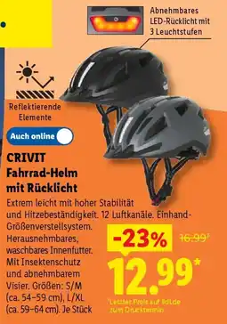 Lidl CRIVIT Fahrrad-Helm mit Rücklicht Angebot
