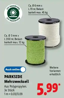 Lidl PARKSIDE Mehrzweckseil Angebot