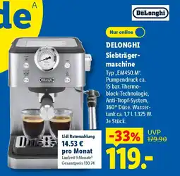 Lidl DELONGHI Siebträgermaschine Angebot