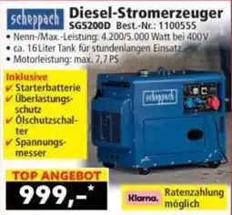 Norma scheppach Diesel-Stromerzeuger SG5200D Angebot