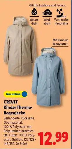 Lidl CRIVIT Kinder Thermo Regenjacke Angebot