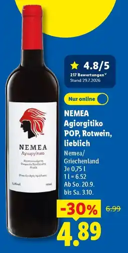 Lidl NEMEA Agiorgitiko POP, Rotwein, lieblich Angebot